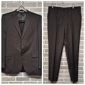Burberry London Men's Wool Black Stripe 2-Pc Suit 42R 36x33 Pant